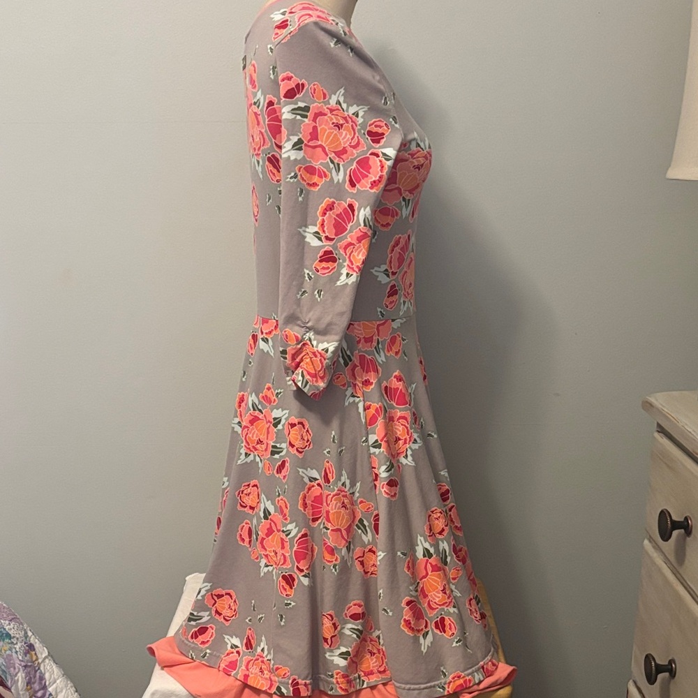 Matilda Jane Gray Dress with Pink Floral Design- Small - Picture 7 of 9